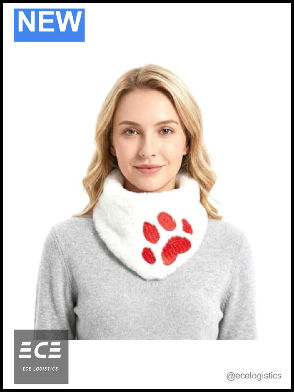 Faux Fur Scarf Paw Pattern Neck Collar Warmer Wrap Costume Accessory